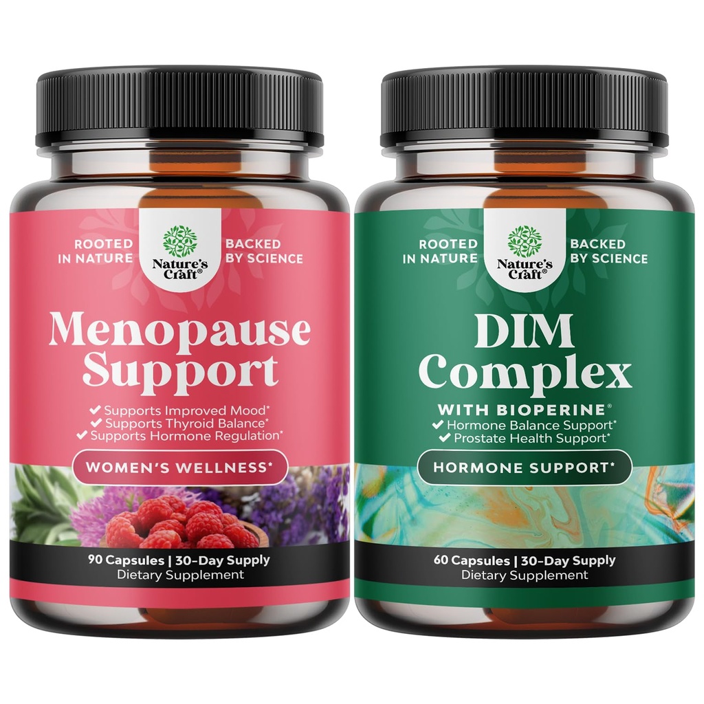 Kopējā menopauzes papildinājums - Karstās zibspuldzes Relief - Dong Quai Vitex Chaste Berry un Black Cohosh un Pure DIM ar bioperīnu - Diindolilmetāna testosterona komplekss ar Broccoli Florets