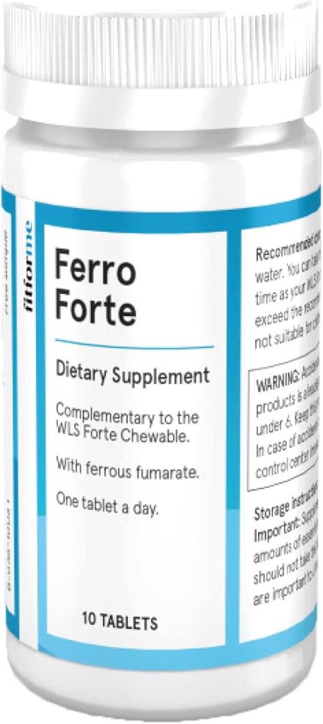 FitForMe Bariatriskie multivitamīni Dzelzs papildinājums pēc kuņģa apriņķošanas - viena diena Ferro Forte tabletes - 10 dienas piegāde dzelzs dzelzs (dzelzs pastiprinātājs forte chewable)