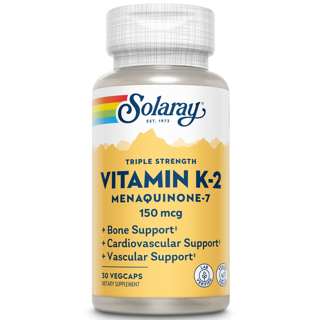 SOLARAY Triple Strength K-2 vitamīns kā MK-7, 150 μg 