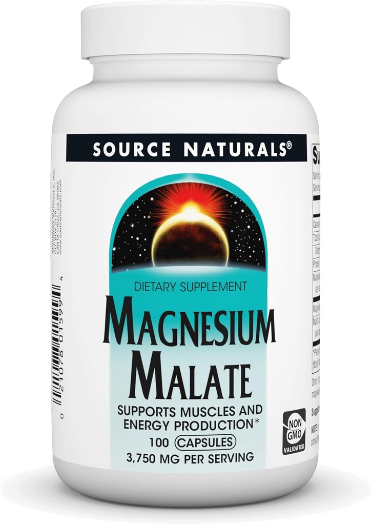 Avots Dabas Magnija malāts 3750 mg Per Serving Essential magnija Malic Acid Papildinājums - 100 kapsulas