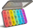 greencycle Weekly Pill Organizators 3 reizes dienā,7 Day Pill Box Mazie iecirkņi, Portable Daily Medicine Planner Dispenser Case, Home & Travel Pill Konteiners vitamīniem, zivju eļļa un piedevas