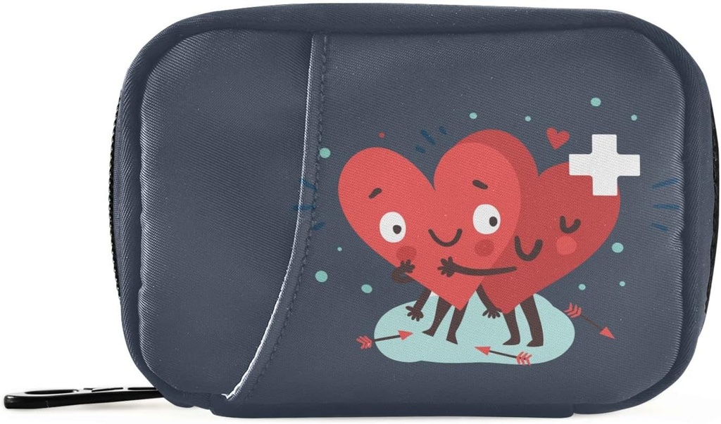 Naanle Pill organizētājs Sirds ar Cross Pill Box 7 Day Pill Case Bag Travel Pill Organizators Bag ar zipper Pārnēsājams Weekly Case Compact Izmērs Vitamīnu Papildinājums Turētājs