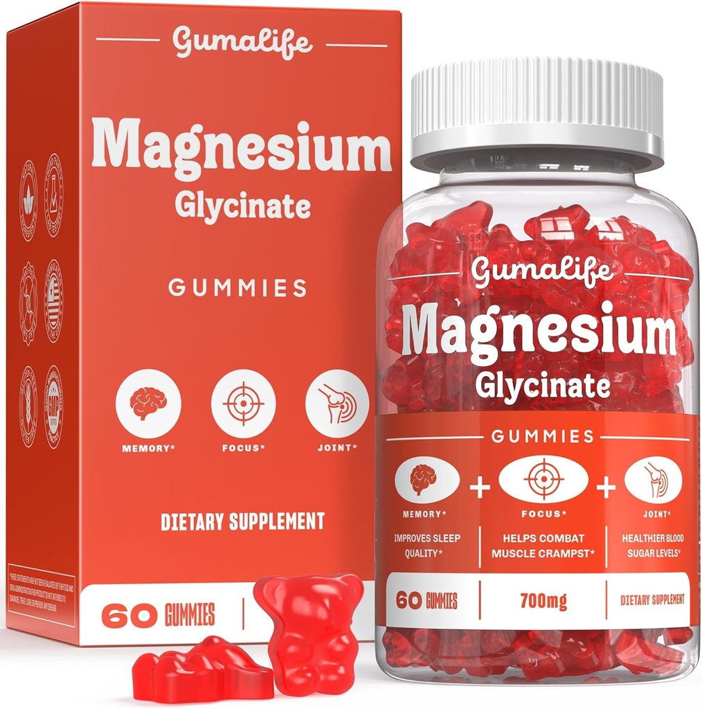 Gumalife 700mg magnija glicināts Gumijas Enhanse Relaxation, Piedāvājot bezcukura Blend no Labdabīgo uzturvielu. Katrā kastītē ir 60 grāfu (60 grāfu, Boysenberry)
