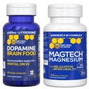 NATURAL STACKS Dopamine Brain Food + Magtech Magnija saišķis - Helāts magnija komplekss - Atbalsta smadzeņu veselību un garīgo disku* - 150 Kopā Kapsulas
