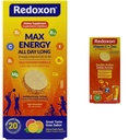 Redoxon Max Energy Citrus Putojošās tabletes Imūnās atbalsta paka C vitamīns C Cinka putojošās oranžās imūnās atbalsta tabletes