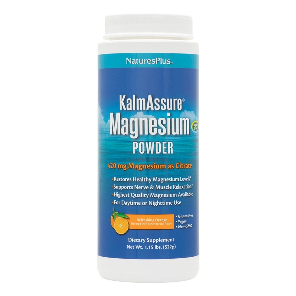 NaturesPlus KalmAssure Magnija pulveris - 1,15 lb, Iepakojums 2 - Orange Flavor - Atbalsta nervu un muskuļu relaksācija - Ne-GMO, Nav lipekļa, Vegan - 120 Kopējais Kalpo
