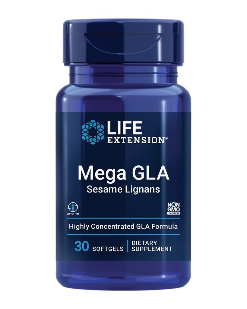 Life Extension Mega GLA Sesame Lignans, omega-6 Taukskābes, lai veicinātu veselīgu iekaisuma reakciju, bez lipekļa, ne-GMO, 30 softgeli