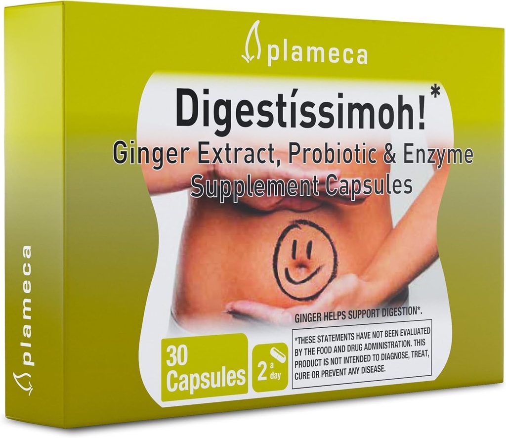 Digestíssimoh! Gremošanas veselība un zarnu veselība – Bloating Relief & Digestion atbalsts vīriešiem un sievietēm - Multi Gremošanas enzīmi + probiotikas – 5 Fermenti un 9 Probiotikas celmi – 30 CT