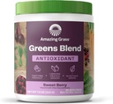 Amazing Zāles zaļie Blend Antioksidants: Super Greens Pulveris Gludināšanas sajauc ar Organic Spirulina, Bišu saknes pulveris, Plūškoka, Melleņu, Prebiotics & Probiotics, Sweet Berry, 30 Kalpojumi (iepakojums May Vary)