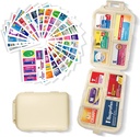 Pill organizētājs ar medicīnu Etiķetes 161 Etiķetes Travel Daily Pill Container Mini Medikamentu Organizators Krātuves Pill Organizators Ceļot Essentials Pill Case 7 Day (Beige, 1 Pack)