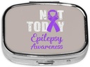 Ne šodien Epilepsija Informētība Lente Square Mini Pill Case Travel Medicine Organizators Portatīvie kompleksos Metāla Pill Box