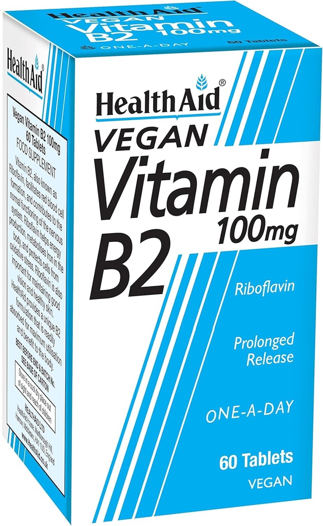 B2 vitamīns (riboflavīns) 100 mg – ilgstošās darbības 60 tabletes