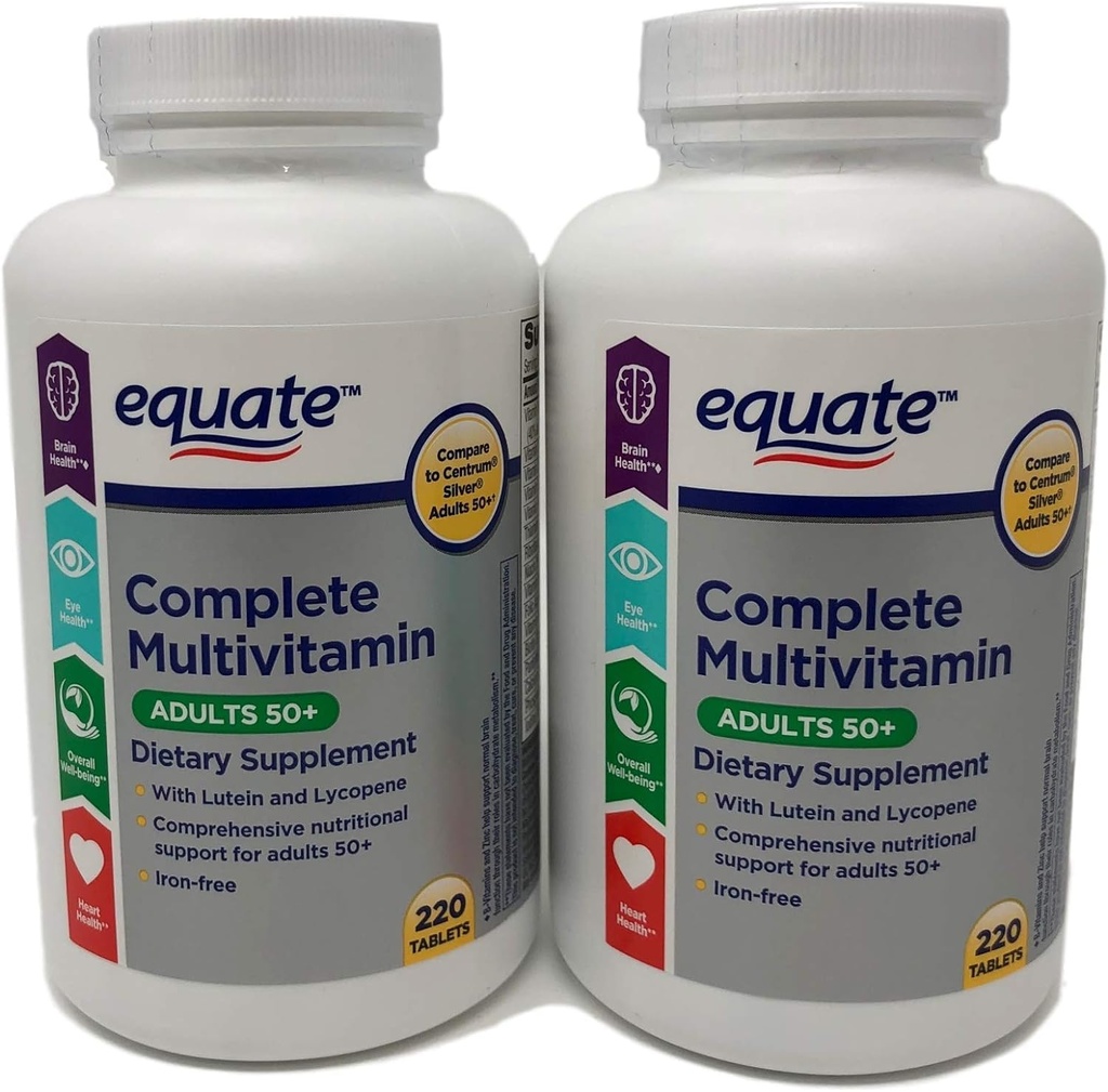 Equate Mage Adult 50+ viens ikdienas pilns multivitamīns Salīdzinot ar Centrum Silver (220 Ct) (pack of Two )