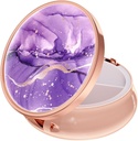 Rouidr Pill Box, 3 iecirkņu Medicine Pill Case, Small Metal Travel Medicine Box Purse & Pocket, Rose Gold, Purple Marble