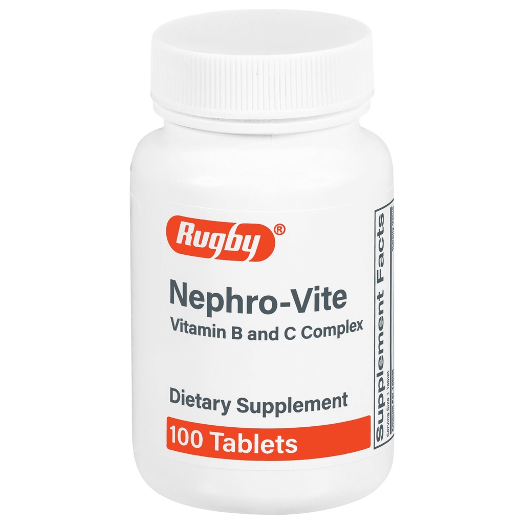 Rugby Nephro-Vite vitamīnu B un C kompleksās tabletes - uztura bagātinātājs - 100 Skaits (1 iepakojums)
