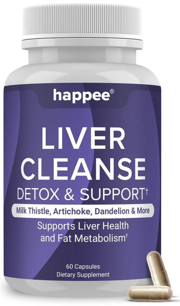 Happee Aknu tīrīt Detox & remonta papildinājums ar piena Thistle ekstrakts - Flush Toxins & Renow Health - Vegan, Ražots ASV, 60 Kapsulas