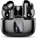 Bezvadu earbuds, Bluetooth 5.4 Austiņas Bass Stereo, Ausu Buds ar trokšņa slāpēšanu Mic LED displejs, IP7 Ausu austiņu ūdensizturīgs, 36H Atskaņošanas laiks klēpjdatoru telefoniem Sports Workout, Black