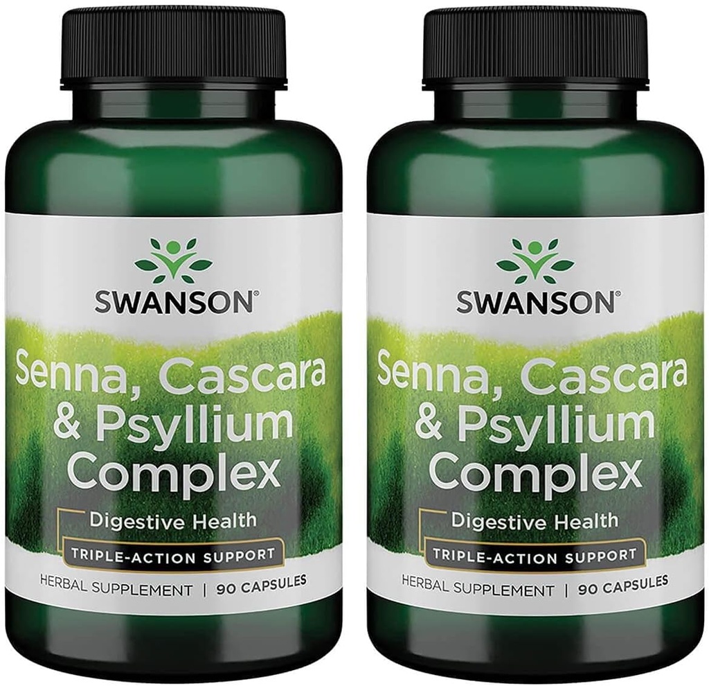 Swanson Senna Psyllium Cascara Complex GI Tract Regularity Support 90 kapsulas (2 iepakojumi)