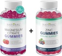 Bezcukura magnija Gumijas & Extra Strength Cinka Gummies, Vegan, bez lipekļa, nomierinošs, Relaksācija, Muskuļu veselība, Imūnsupport, ādas veselība, ne-GMO, 60 Gummy vitamīnu