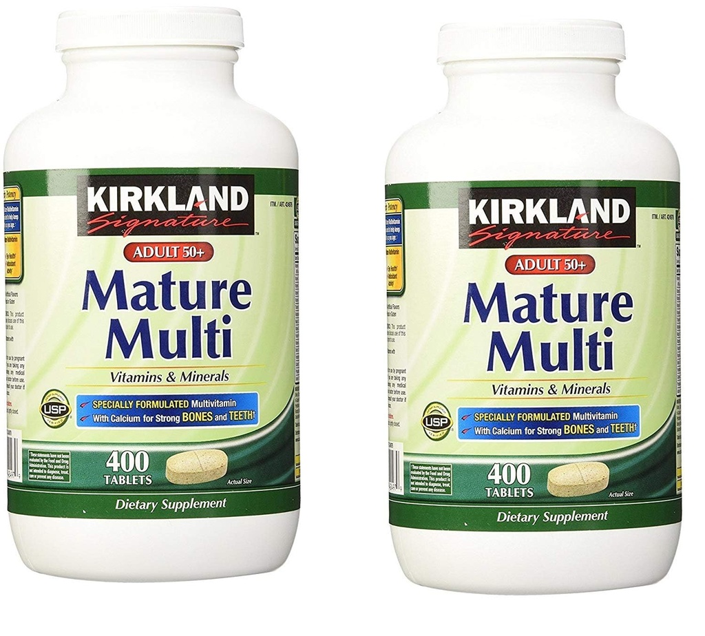 Kirkland Signature Adult 50+ Multi Vitamīni un minerālvielas, 400 tabletes (2 iepakojumi)