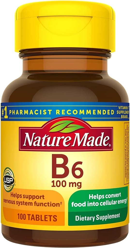 Dabā ražots vitamīns B-6 100 mg tabletes 100 ea (iepakojums pa 4)