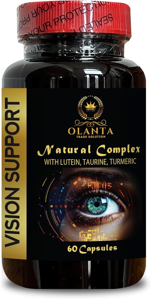 luteīna komplekss - VISION ATBALSTS NATURAL COMPLEX - redzes bagātinātāji organiskās, Acu vitamīns un minerālvielas Papildinājums, taurīna piedevas cilvēkiem, piena dadzis ekstrakts - 1 pudele 60 kapsulas