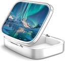 Pill Box 2 iecirknis mazpiltuve, Portable kabate vai Purse Pill organizētājs Pill konteineru turētājs turēt vitamīnus, zāles, zivju eļļu un piedevas (Aurora Lights)