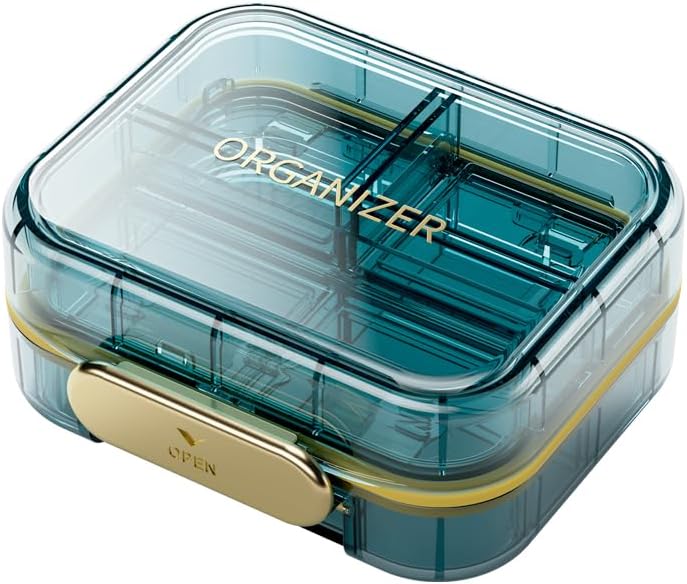 1 Iepakojums Travel Pill Organizators, 7 Iedalījumi Pill kaste, Daily Portable Pill Kaste turēt vitamīnus, 3 collas Pill Konteiners kabatu Purse Medicīna Organizators