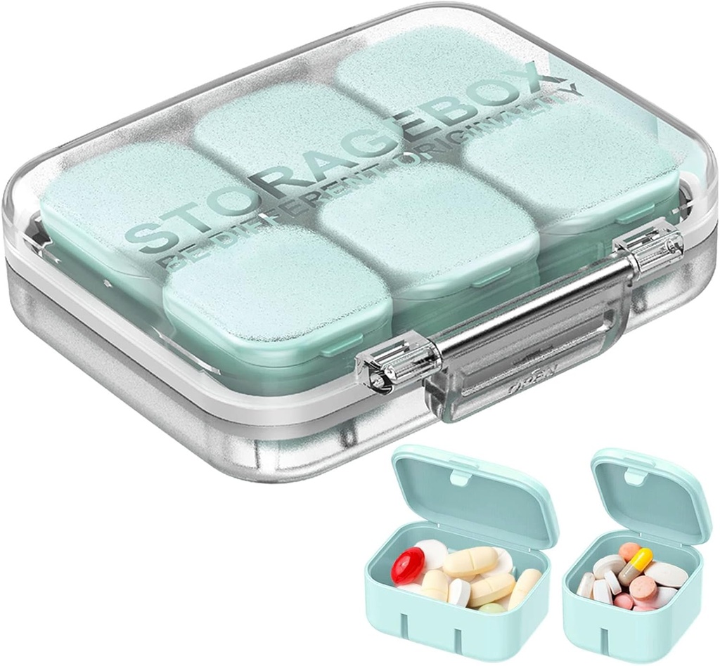 Pill organizētājs SOFISO 4/6 Grid Bezmaksas Montāža Travel Medicine Organizators 10 Day Pill Organizators Portable Pill Box Ūdensdrošs Pill Case Daily Medication Carry Case for Vitamīni, zivju eļļas, papildinājumi