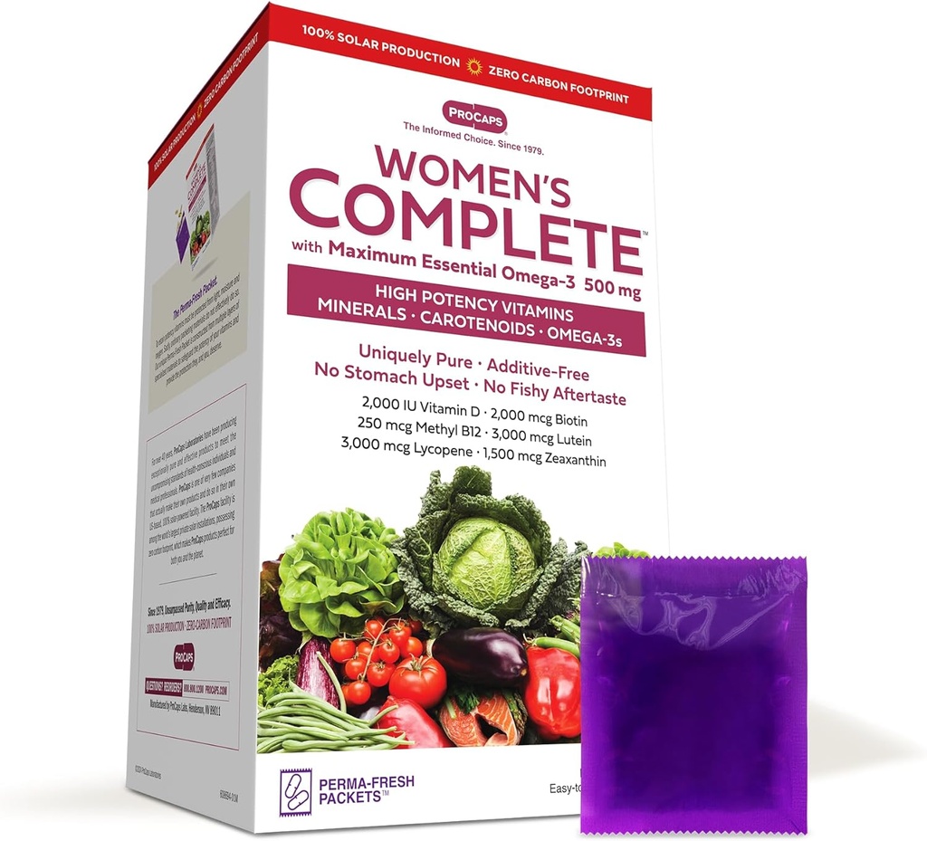 ANDREW LESSMAN multivitamīni - sieviešu papildinājums ar maksimālo essential Omega-3 500 mg 60 iepakojumiem - 30+ visu uzturvielu, essential Vitamīni, minerālvielas, karotinoīdi. Piedevas nav