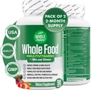 Vesela pārtika Multivitamīnu vīriešiem un sievietēm Complete ikdienas Superfood Vitamīni Plus Minerals Gremošanas enzīmi, probiotikas un omegas. Vairāku vitamīnu uz augu bāzes, neĢMO (2)