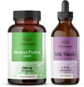 HERBAMAMA Mimosa Pudica un piens Šis komplekts - 1000 mg Mimosa Pudica kapsulas un piens Tinktūra 4 fl oz - Vegan, ne- GMO, cukurs un bezalkohols - 2 iepakojumi