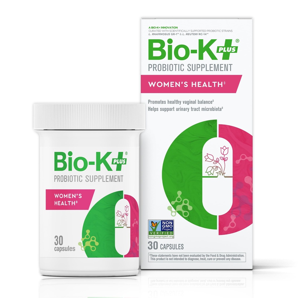 Bio K+ Sieviešu veselība – Probiotikas papildinājums sievietēm Atbalsta maksts un urīna traktēta veselība ar 2 miljardiem KVV 2 celmi, maksts probiotikas sievietēm – 30 kapsulas