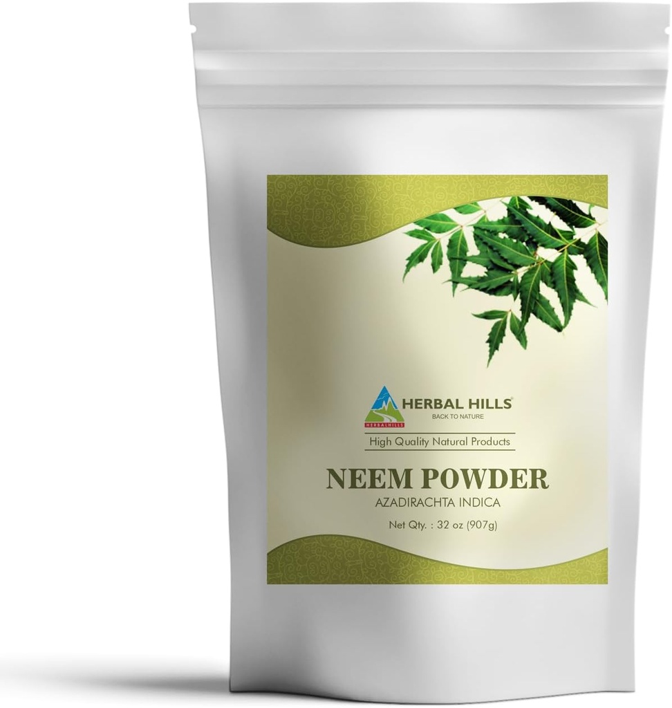 HERBAL HILLS Neem Powder Azadirachta Indica - 32 Oz - Pure Neem Leaf/Leaves