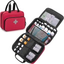 CURMIO Pill pudele Organizators Portable Medicine Maiss, Bloķējams Recepte Pudele Glabāšana Pill pudeles, Vitamīni, Medicīniskie papildinājumi mājas uzglabāšanas un ceļojumu, Red (Empty Medicine Bag)