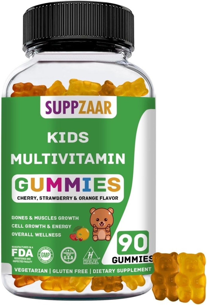 Kids Vitamīni; 45-90 Diena Kids Multivitamīni Gummies; Gummy Vitamīni ar veģetāriešiem, ne-ĢMO un bez glutēna; Sastāvdaļas; Multivitamīni bērniem;