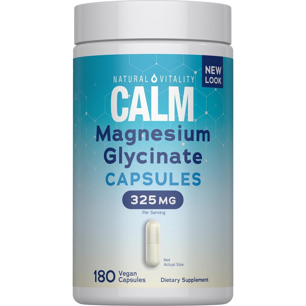 Dabisks vitalitātes kalms, magnija glicināts uztur kaulu, muskuļu, sirds un nervu veselību, ne-GMO, vegan, bez glutēna 180ct