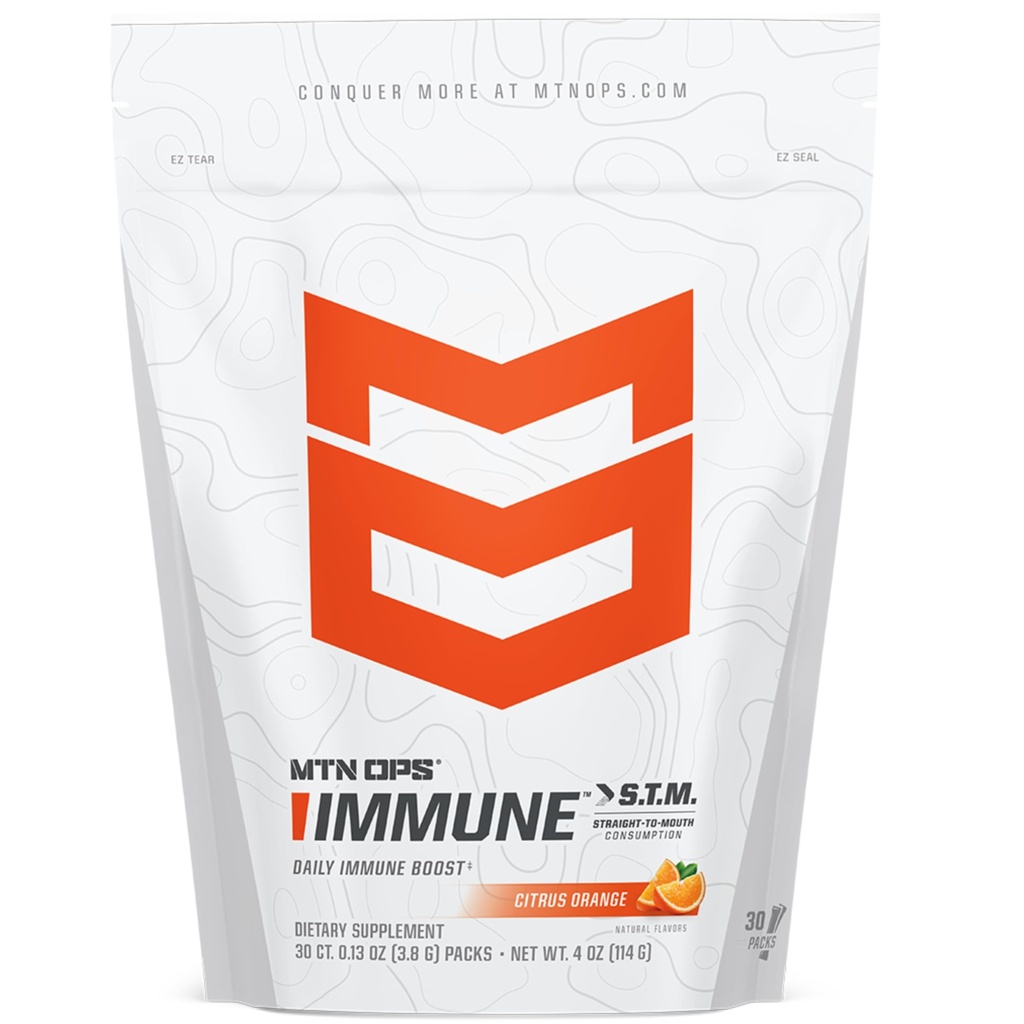 MTN OPS Imūnais STM pulvera maisījums, C vitamīns, D vitamīns, cinks un antioksidanti ikdienas imūnās sistēmas atbalstam, hidratācija un labsajūta, 30 Kalpojumi, Citrus Flavor