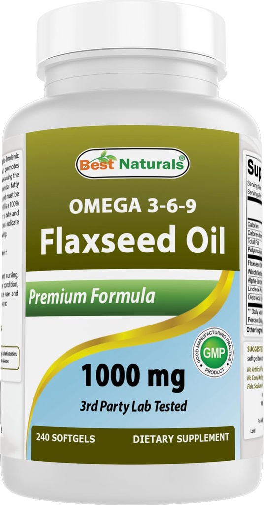 Labākā daba Linsēklu eļļa 1000 mg 240 Softgels - Omega-3-6-9 sirds veselībai