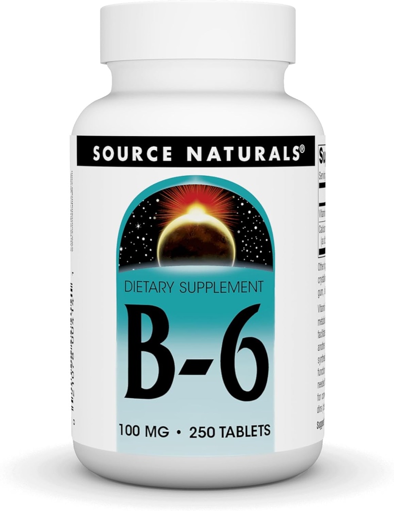 Avots Dabas vitamīns B-6, 100 mg Imūnās sistēmas atbalsts - 250 tabletes