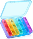 ASprink Pil Box 3 Reizi dienā, Nedēļas Pill Organizators 3 Reizi dienā - Dienas Pill Box 7 Dienas Medicīnas Organizators, Liels Pill Case, Travel Pill Organizators (Zils)