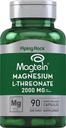 Piping rock Magnija L-treonāta kapsulas - 2000mg - 90 Tabletes - ar Magtein - Papildinājums vīriešiem un sievietēm -- Ne-GMO, bez lipekļa