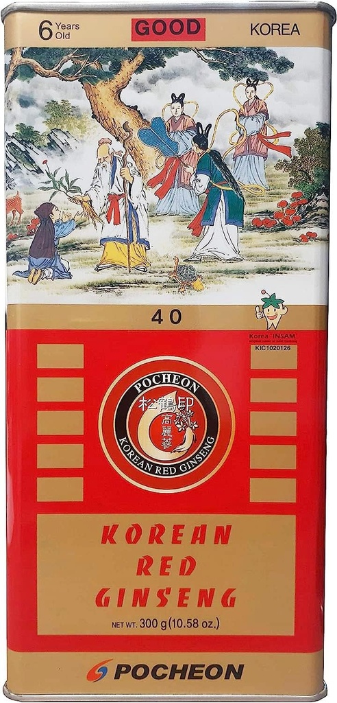 Pocheon 300g Korejiešu konservi Žāvēts Panax Red Ginseng 24 Saknes 6Gadi laba pakāpe 300-40