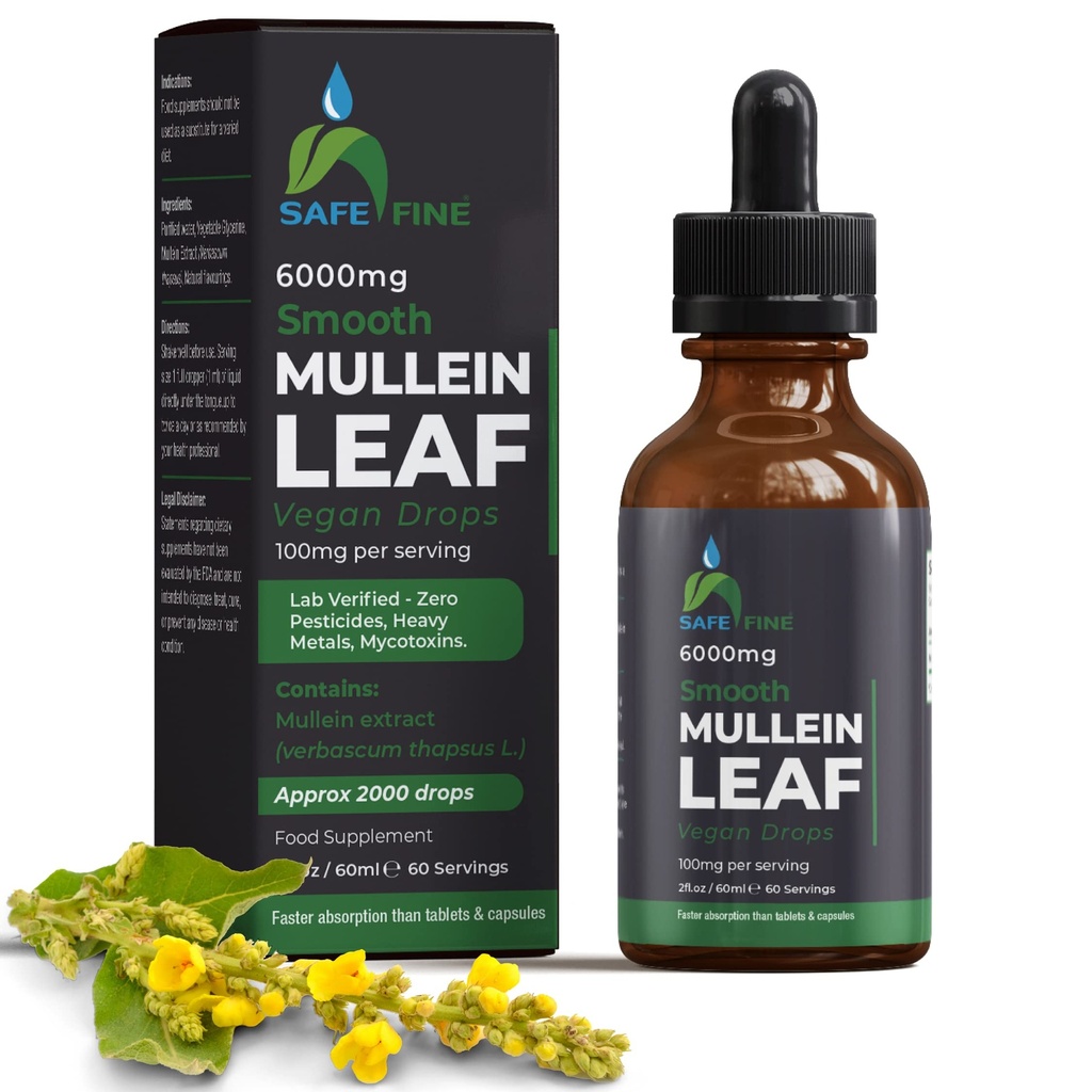 Organic Mullein Tinktūras pilieni elpošanas orgānu veselībai – dabas plaušu atbalsts, bez alkohola, vegana, ne-GMO, augu ekstrakts, 2 fl oz (60ml) dabas miega palīglīdzeklis un imūns atbalsts