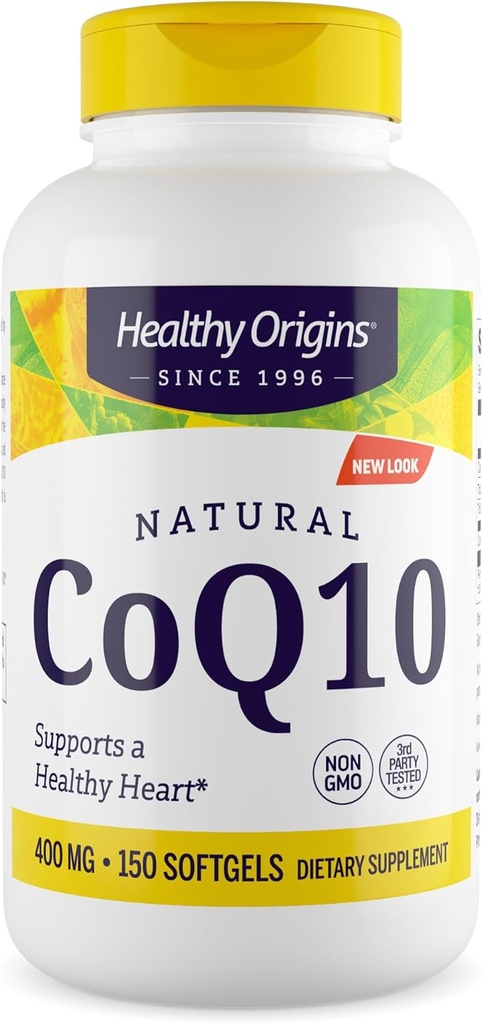 Veselīgas izcelsmes® CoQ10 400 mg – dabiskais trans-izomērs Ubihinons – raugs Fermentēts, atbalsta sirds veselību un šūnu enerģiju – ne-GMO 150 softgeli
