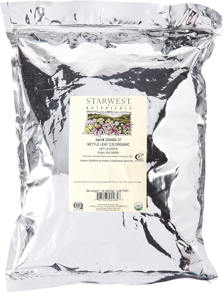 Zvaigznes Botānika Organic Nattle Leaf Tea Loose Cut un Sifted, 1 Pound Bulk - 1 skaits