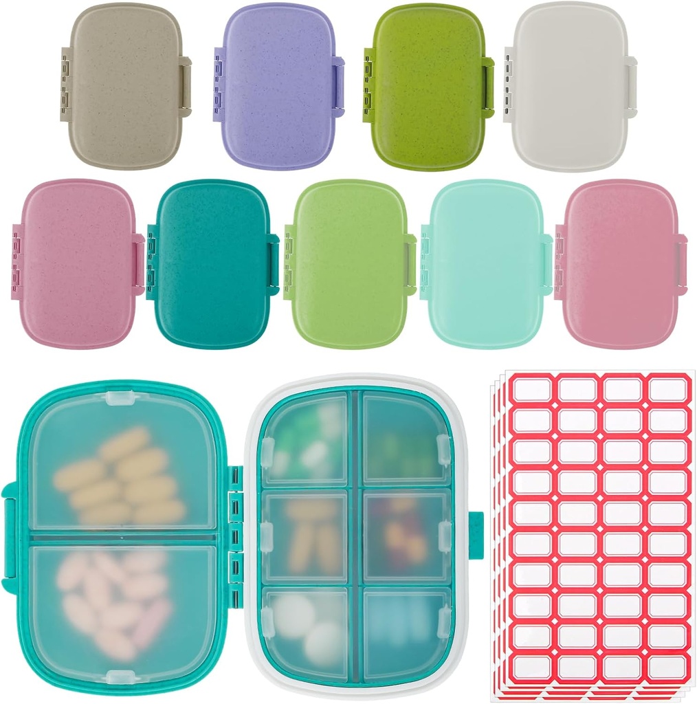9 Iepakojums Travel Pill Organizators 8 Iedalījumi Pārnēsājams Pill Kaste maza Pill Kaste kabatai Purse Dienas Pill Konteiners Medicine Vitamīna turētājs Dispenser zivju eļļas Papildinformācijas uzglabāšana