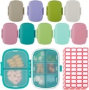 9 Iepakojums Travel Pill Organizators 8 Iedalījumi Pārnēsājams Pill Kaste maza Pill Kaste kabatai Purse Dienas Pill Konteiners Medicine Vitamīna turētājs Dispenser zivju eļļas Papildinformācijas uzglabāšana