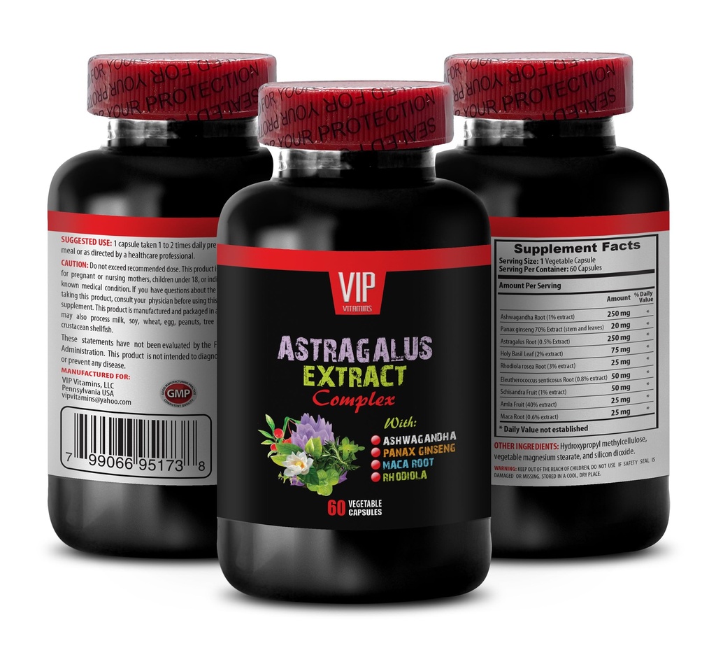 Astragalus komplekss - ASTRAGALUS EXTRACT COMPLEX ar Ashwagandha, Panax ginseng, Astragalus, Maca - svētās bazilika kapsulas, astragalus imūno atbalstu, astragalus ekstrakta kapsulas 1 pudele 60 kapsulas