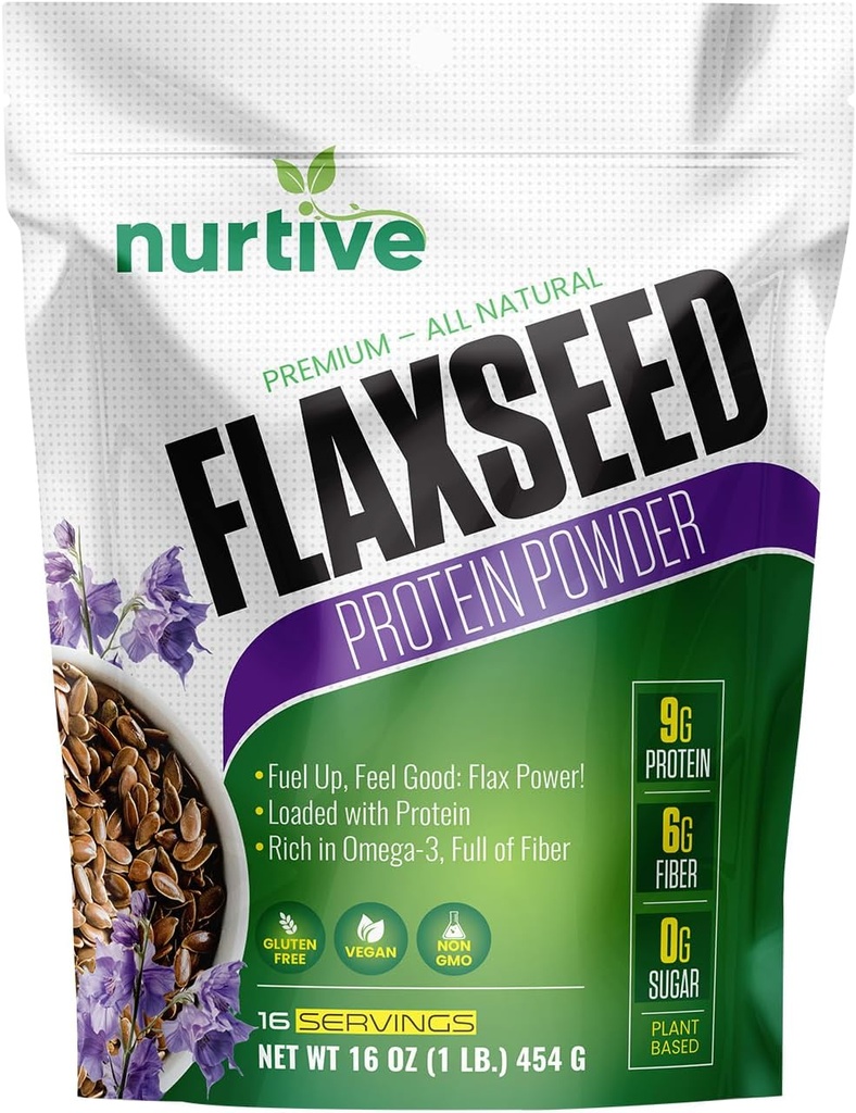 Linsēklu proteīna pulveris - augu bāzes, bagāta ar Omega 3 un antioksidanti - Ideāli piemērots pēc-Workout atgūšanai - Uztura Boost Gludināšanas & Cepšanas - Non-GMO & Gluten-free (16 oz / 454g)